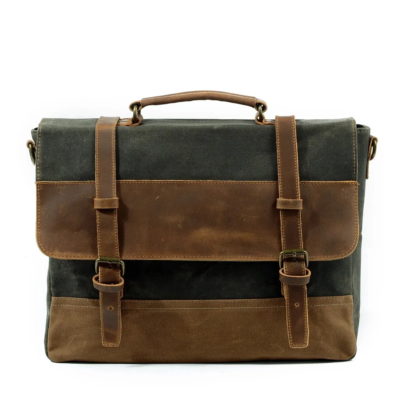 Waterproof Oil Wax Canvas & Leather Briefcase for Men