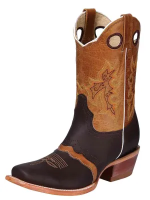 Women's Classic Genuine Leather Rodeo Cowboy Boots 'El General' Choco Color 31016