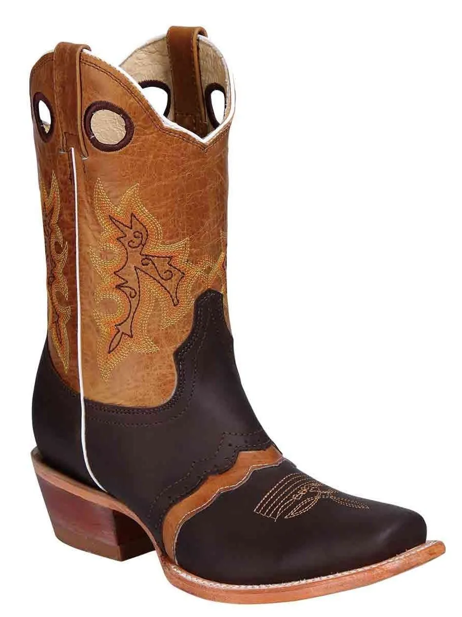 Women's Classic Genuine Leather Rodeo Cowboy Boots 'El General' Choco Color 31016