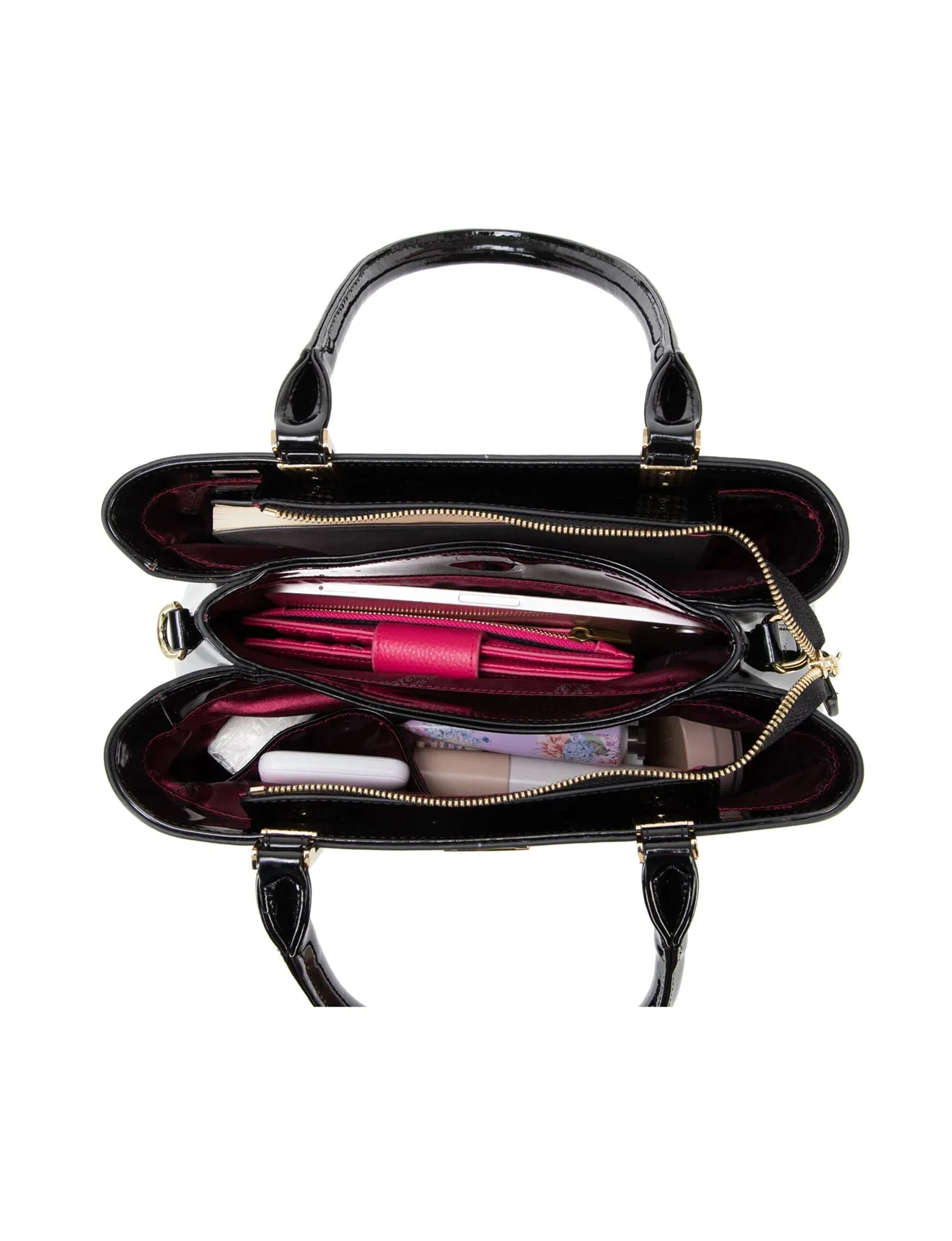YASMIN TRIPLE COMPARTMENT LEATHER BAG- SN68-0378-SALE
